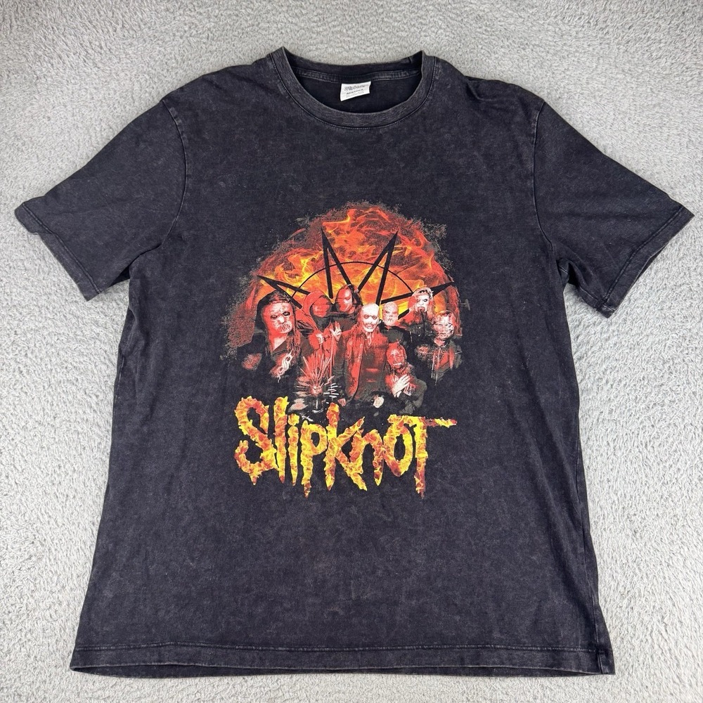 Bershka Slipknot Stonewash‎ Charcoal T-Shirt Men's Size Large